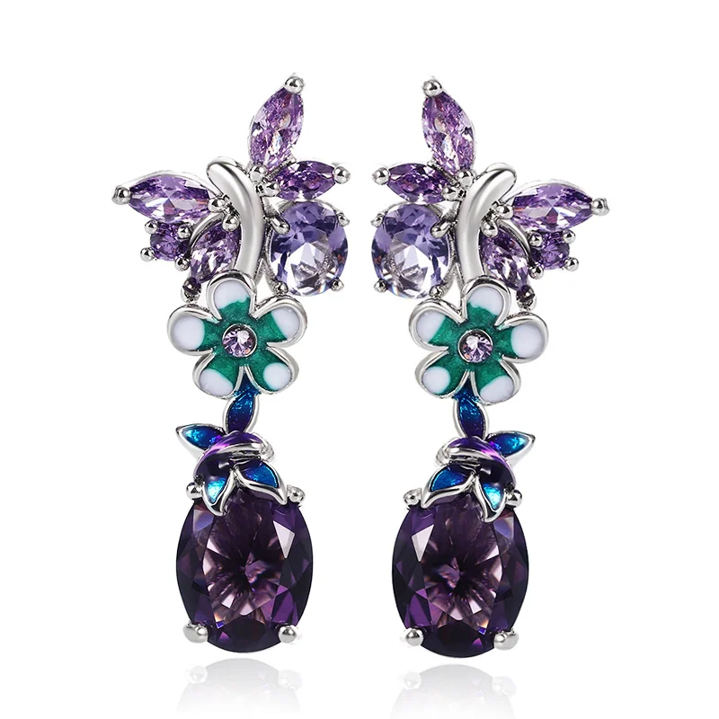 Aretes de jardín de cobre y zircón