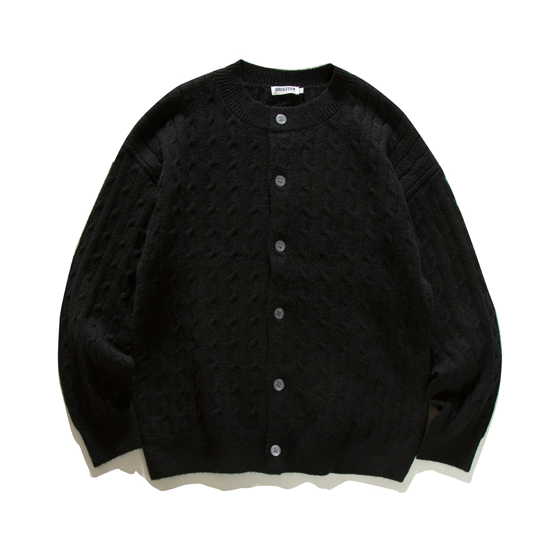 Cárdigan jacquard de acrílico con ajuste holgado y manga larga