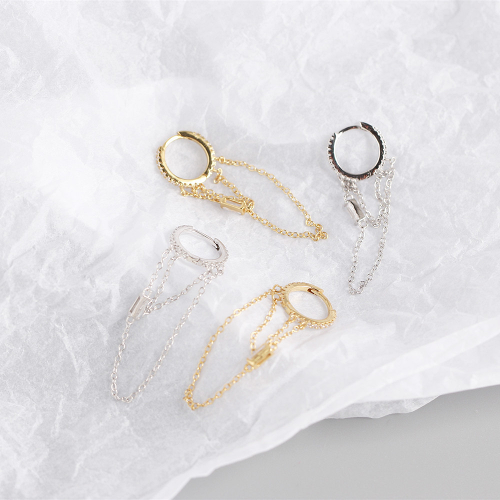 Aretes colgantes con flecos de eslabones