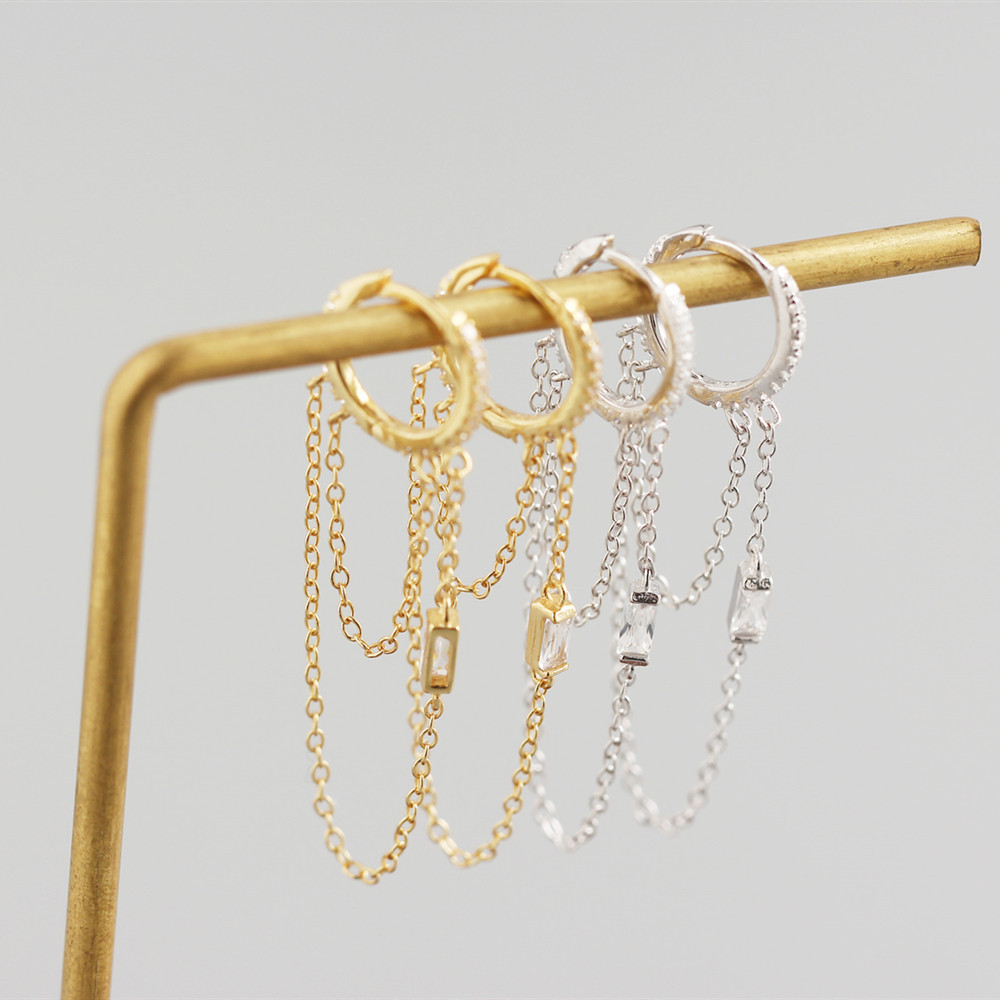 Aretes colgantes con flecos de eslabones