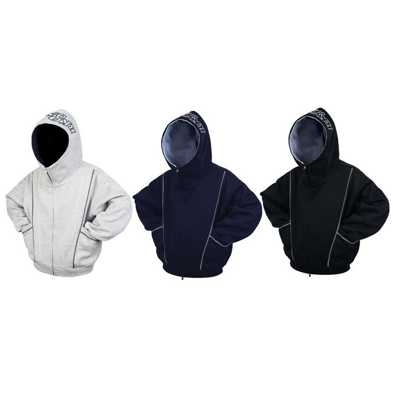 Sudadera con capucha y cremallera de estilo callejero, de ajuste relajado, con estampado de letras