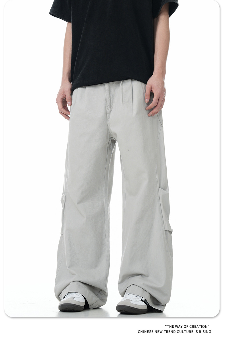 Pantalones de hombre de corte relajado, utilitarios, con bajo de cremallera
