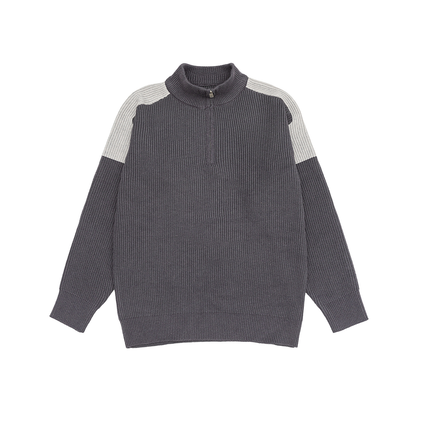 Suéter unisex de ajuste holgado con manga larga y cuello embudo